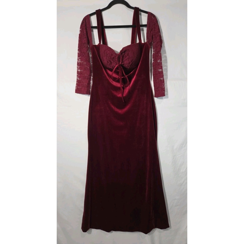 Dream it Wear it Velvet Lace Bodycon Dress Medium Burgundy Gothic Whimsigoth